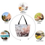Yanfind Shopping Bag for Ladies Flower Plant Flora Cherry Warsaw Poland Spring Grey Bloom Garden Clear Reusable Multipurpose Heavy Duty Grocery Bag for Outdoors.