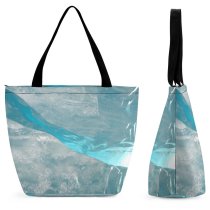 Yanfind Shopping Bag for Ladies Snow Winter Alpi Monte Bianco Rocks Alps Light Aqua Turquoise Reusable Multipurpose Heavy Duty Grocery Bag for Outdoors.