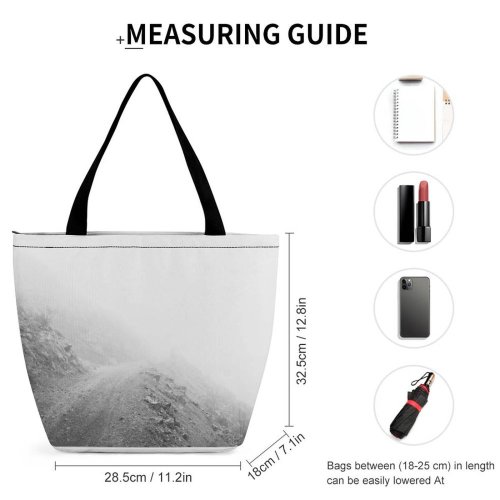 Yanfind Shopping Bag for Ladies Grey Fog Outdoors Road Boulder City Nv Usa Path Trail Ground Reusable Multipurpose Heavy Duty Grocery Bag for Outdoors.