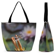Yanfind Shopping Bag for Ladies Fly Wing Flower Pond Outdoor Garden Lily Transparent Lotus Summer Reusable Multipurpose Heavy Duty Grocery Bag for Outdoors.
