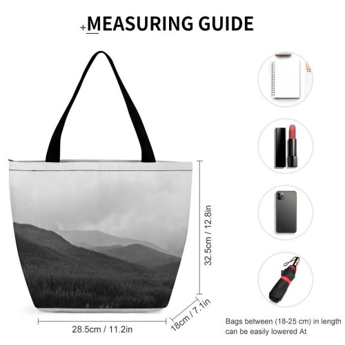 Yanfind Shopping Bag for Ladies Grey Outdoors Plant Tree Slope Kananaskis Ab Abies Fir Range Countryside Reusable Multipurpose Heavy Duty Grocery Bag for Outdoors.