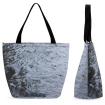 Yanfind Shopping Bag for Ladies River Spring Woods Forest Melting Brook Sea Tree Wave Ocean Reusable Multipurpose Heavy Duty Grocery Bag for Outdoors.