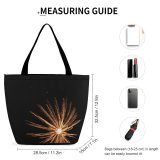 Yanfind Shopping Bag for Ladies Golden Explode Night Dark Fireworks Diwali Darkness Midnight Light Year's Eve Reusable Multipurpose Heavy Duty Grocery Bag for Outdoors.