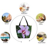 Yanfind Shopping Bag for Ladies Flower Spring Season Plant Violet Flowering Petal Hibiscus Chinese Botany Swamp Rose Reusable Multipurpose Heavy Duty Grocery Bag for Outdoors.