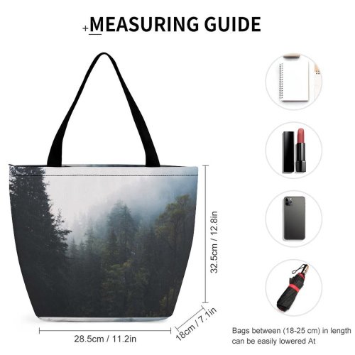 Yanfind Shopping Bag for Ladies Fog Slovakia Road Vernár Asphalt Tarmac Fod Tree Forest Dark Arrow Reusable Multipurpose Heavy Duty Grocery Bag for Outdoors.