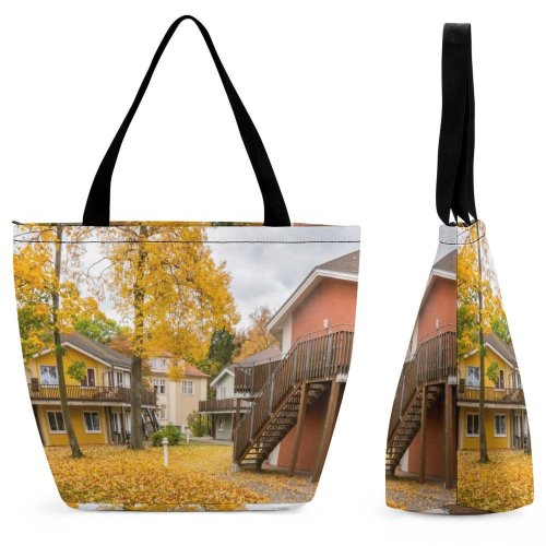 Yanfind Shopping Bag for Ladies Freiberg Sachsen Housing Plant Path Tree Yard Building Outdoors Grass Urban Neighborhood Reusable Multipurpose Heavy Duty Grocery Bag for Outdoors.