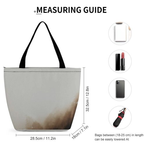 Yanfind Shopping Bag for Ladies Fog India Uttarakhand Forest Landscape Tree Light Ray Sunshine Cloud Grey Reusable Multipurpose Heavy Duty Grocery Bag for Outdoors.