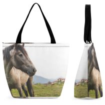 Yanfind Shopping Bag for Ladies Horse Colt Bansko Bulgaria Foal Hills Stallion Reusable Multipurpose Heavy Duty Grocery Bag for Outdoors.