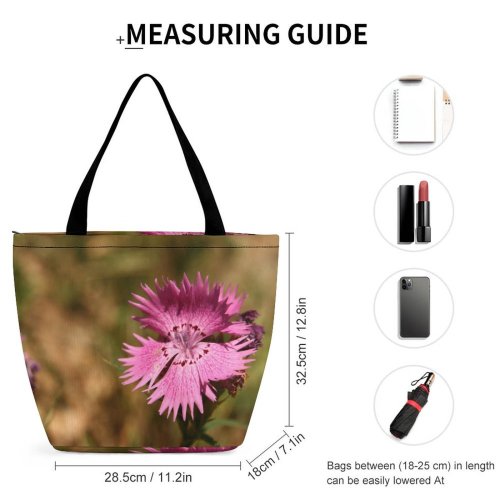 Yanfind Shopping Bag for Ladies Flower Violet Flowering Plant Petal Wildflower Dianthus Family Ironweed Annual Reusable Multipurpose Heavy Duty Grocery Bag for Outdoors.