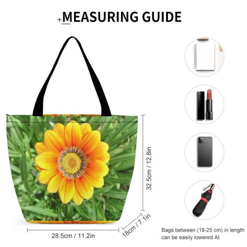 Yanfind Shopping Bag for Ladies Flower Flor Cores Plant Plants Flowering Petal Gazania Marguerite Daisy Botany Gerbera Reusable Multipurpose Heavy Duty Grocery Bag for Outdoors.