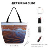 Yanfind Shopping Bag for Ladies Shore Beach Sand Bar Ocean Sea Scotia Pugwash Landscape Summer Peaceful Reflection Reusable Multipurpose Heavy Duty Grocery Bag for Outdoors.