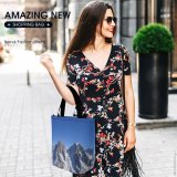 Yanfind Shopping Bag for Ladies Snow High Altitude Mont Blanc Look Top Mountainous Landforms Range Reusable Multipurpose Heavy Duty Grocery Bag for Outdoors.