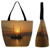 Yanfind Shopping Bag for Ladies Road Sea Could Sunset Beach Love Hot Ocean Tropic Fischer City Reusable Multipurpose Heavy Duty Grocery Bag for Outdoors.