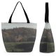 Yanfind Shopping Bag for Ladies Grey Outdoors Field Grassland Countryside Farm Rural Meadow Building Pasture Ranch Grass Reusable Multipurpose Heavy Duty Grocery Bag for Outdoors.