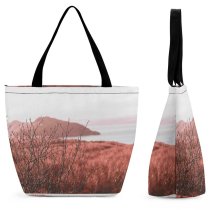 Yanfind Shopping Bag for Ladies Grass Plant Golden Laugarás Laugaras Iceland Flora Lake Outdoors Landscape Forest Mood Reusable Multipurpose Heavy Duty Grocery Bag for Outdoors.