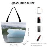 Yanfind Shopping Bag for Ladies Frozen Alaska Iceberg Polar Glacial Lake Atmospheric Resources Freezing Reusable Multipurpose Heavy Duty Grocery Bag for Outdoors.