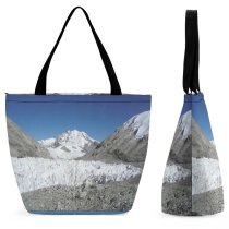 Yanfind Shopping Bag for Ladies Sky Peace Beautiful Snow Dream Nepal Mountainous Landforms Range Glacial Reusable Multipurpose Heavy Duty Grocery Bag for Outdoors.