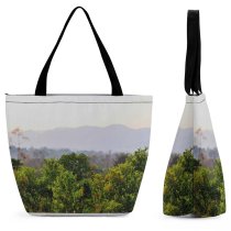 Yanfind Shopping Bag for Ladies Hills Chaibasa Jharkhand West Singhbhum Forest Vegetation Sky Atmospheric Natural Landscape Tree Reusable Multipurpose Heavy Duty Grocery Bag for Outdoors.