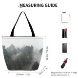 Yanfind Shopping Bag for Ladies Fog Outdoors Grey Mist Plant Tree National Park Mount China Huangshan Reusable Multipurpose Heavy Duty Grocery Bag for Outdoors.