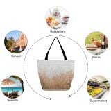 Yanfind Shopping Bag for Ladies Grass Flora Plant Harvest Field Bush Tree Wood Purple Reusable Multipurpose Heavy Duty Grocery Bag for Outdoors.