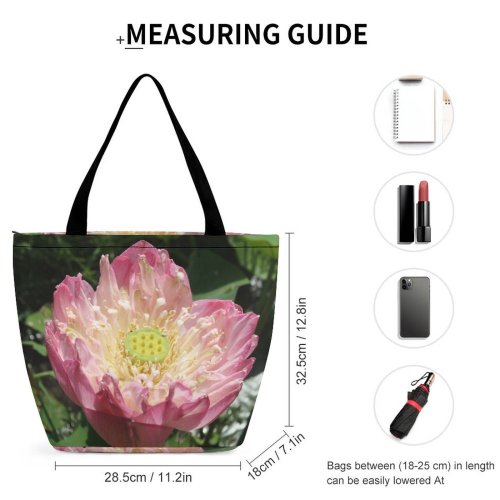 Yanfind Shopping Bag for Ladies Flower Waterlily Flowering Plant Petal Botany Wildflower Aquatic Annual Lily Reusable Multipurpose Heavy Duty Grocery Bag for Outdoors.