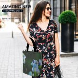 Yanfind Shopping Bag for Ladies Flower Geranium Plant Petal Photo Grey Creative Commons Reusable Multipurpose Heavy Duty Grocery Bag for Outdoors.