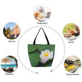 Yanfind Shopping Bag for Ladies Flower Waterscape Summer Fragrant Lily Petal Aquatic Plant Broadleaf Pond Sacred Lotus Reusable Multipurpose Heavy Duty Grocery Bag for Outdoors.