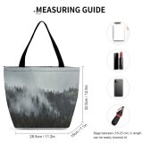 Yanfind Shopping Bag for Ladies Grey Tree Plant Abies Fir Pine Conifer Fog Zabljak Montenegro Spruce Outdoors Reusable Multipurpose Heavy Duty Grocery Bag for Outdoors.