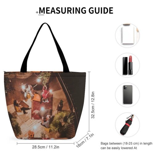 Yanfind Shopping Bag for Ladies Above Session From Party Brazil Lights Bird's Aerial Shot Reusable Multipurpose Heavy Duty Grocery Bag for Outdoors.