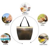 Yanfind Shopping Bag for Ladies Grass Plant Land Outdoors Sunlight Lawn Light Reed Wildlife Dawn Reusable Multipurpose Heavy Duty Grocery Bag for Outdoors.