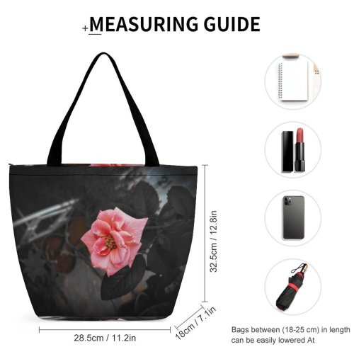 Yanfind Shopping Bag for Ladies Geranium Flower Plant Rose Petal Pollen Reusable Multipurpose Heavy Duty Grocery Bag for Outdoors.
