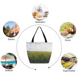Yanfind Shopping Bag for Ladies Flower Flora Plant Field Новосиль Chernskiy Rayon Sky Cloud Meadow Reusable Multipurpose Heavy Duty Grocery Bag for Outdoors.