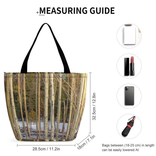 Yanfind Shopping Bag for Ladies Tree Trees Forest Forests Groves Birch Pine Winter Snow Snowy Snows Reusable Multipurpose Heavy Duty Grocery Bag for Outdoors.