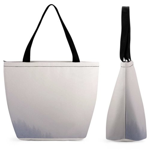 Yanfind Shopping Bag for Ladies Grey Fog Selonnet France Snow Sky Storm Mist Winter Eerie Landscape Reusable Multipurpose Heavy Duty Grocery Bag for Outdoors.
