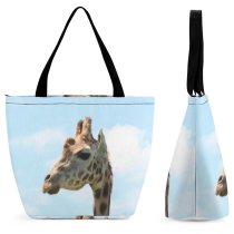Yanfind Shopping Bag for Ladies Giraffe Giraffidae Terrestrial Vertebrate Wildlife Adaptation Snout Neck Organism Reusable Multipurpose Heavy Duty Grocery Bag for Outdoors.