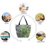 Yanfind Shopping Bag for Ladies Flowers Violet Flower Plant Lavender Flowering English French Hyssopus Fernleaf Lavandula Dentata Reusable Multipurpose Heavy Duty Grocery Bag for Outdoors.