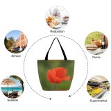 Yanfind Shopping Bag for Ladies Flower Petal Coquelicot Plant Flowering Poppy Family Corn Stem Wildflower Reusable Multipurpose Heavy Duty Grocery Bag for Outdoors.