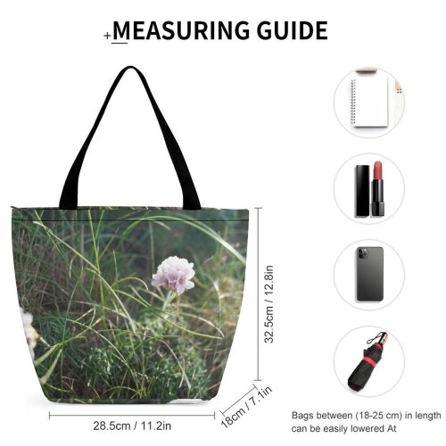 Yanfind Shopping Bag for Ladies Flower Plant Geranium Petal Rose Grass Vegetation Anemone Flax Creative Commons Reusable Multipurpose Heavy Duty Grocery Bag for Outdoors.
