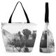 Yanfind Shopping Bag for Ladies Flower Rose Plant Bud Sprout Grey Petal Garden Button Yard Creative Reusable Multipurpose Heavy Duty Grocery Bag for Outdoors.