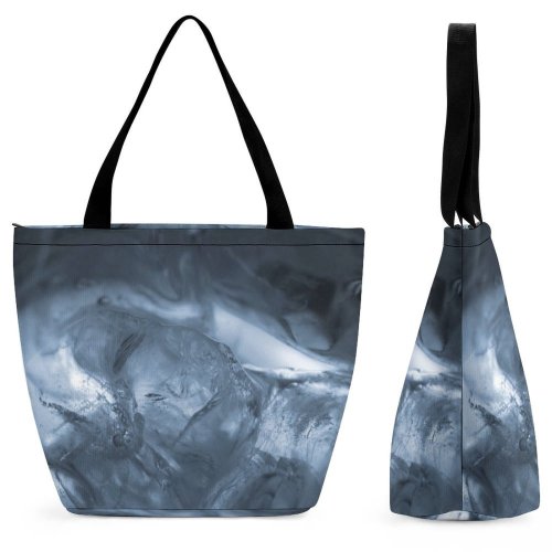 Yanfind Shopping Bag for Ladies Cube Cubes Cool Winter Isbiter Isbit Texture Transparent Freezing Darkness Reusable Multipurpose Heavy Duty Grocery Bag for Outdoors.