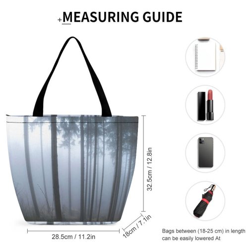 Yanfind Shopping Bag for Ladies Fog Outdoors Mist Mariánská Czechia Calm Clean Walk Travel Foggy Wilderness Reusable Multipurpose Heavy Duty Grocery Bag for Outdoors.