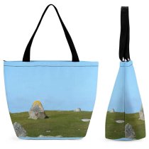 Yanfind Shopping Bag for Ladies Grassland Outdoors Field Countryside Meadow Rural Farm Grass Plant Pasture Ranch Plateau Reusable Multipurpose Heavy Duty Grocery Bag for Outdoors.