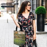 Yanfind Shopping Bag for Ladies Grassland Outdoors Countryside Rural Meadow Plant Tree Lock Keepers Lane Uk Ranch Reusable Multipurpose Heavy Duty Grocery Bag for Outdoors.