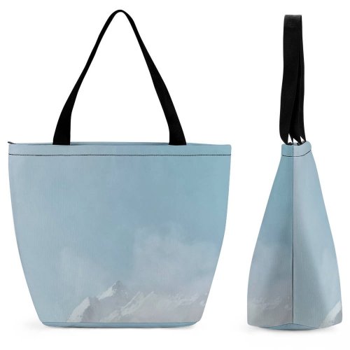 Yanfind Shopping Bag for Ladies Grey Alps Outdoors Foggy Fog Mist Peak Sky Cloud Snow Landscape Reusable Multipurpose Heavy Duty Grocery Bag for Outdoors.