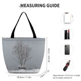 Yanfind Shopping Bag for Ladies Grey Outdoors Thunder Bay Snow Winter Canadá Birds Storm Plant Tree Reusable Multipurpose Heavy Duty Grocery Bag for Outdoors.