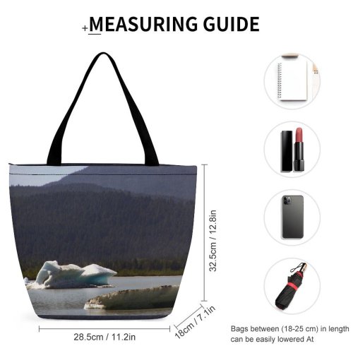 Yanfind Shopping Bag for Ladies Iceberg Ocean Alaska Glacial Lake Sea Natural Sky Reusable Multipurpose Heavy Duty Grocery Bag for Outdoors.