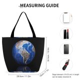 Yanfind Shopping Bag for Ladies Globe Communication Design Isolated Planet Atmosphere Astronomical Space Interior Reusable Multipurpose Heavy Duty Grocery Bag for Outdoors.