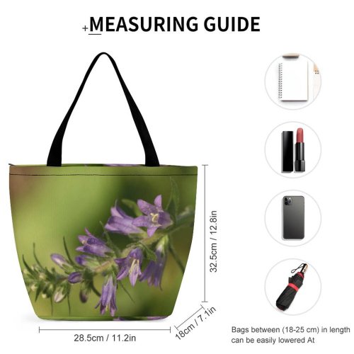 Yanfind Shopping Bag for Ladies Flower Violet Flowering Plant Purple Lavender Bellflower Harebell Family Cardinal Petal Reusable Multipurpose Heavy Duty Grocery Bag for Outdoors.