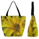Yanfind Shopping Bag for Ladies Honeybee Bee Flower Garden Summer Insect Plant Petal Pollen Flowering Reusable Multipurpose Heavy Duty Grocery Bag for Outdoors.