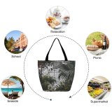 Yanfind Shopping Bag for Ladies Garden Outdoors Arbour Plant Grey Tree Arecaceae Palm Vegetation Leaf Light Reusable Multipurpose Heavy Duty Grocery Bag for Outdoors.